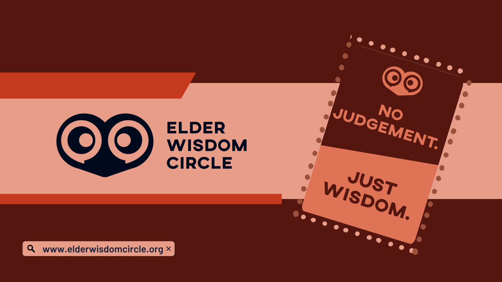 Elder Wisdom Circle Logo and Statement of No Judgement. Just Wisdom